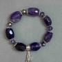 Amethyst Faceted Tumbled Nugget Bracelet, Diameter 19-20x11-15mm+/- with Metal Inserts, Length 18cm+/- Stretch