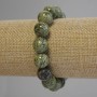 Serpentine Natural Stone Smooth Round Bead Bracelet, Diameter 15mm+/-, Length 18cm+/- (Stretch)