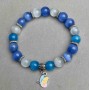 Cat's Eye Bracelet, Smooth Bead 9-10mm+/- with Metal Inserts, Length 18cm+/- Stretch