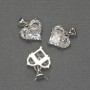 Heart Pendant, white rhinestones, silver-tone metal, diameter 10x12mm+-, length 17mm+