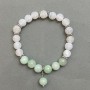 Amazonite Bead Bracelet 8mm+/- Frosted White Agate 7mm+/- with Metal Inserts, Length 18mm+/- Stretch