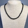 Black Tourmaline Necklace, Natural Stone, Faceted Cube, Diameter 7x7mm+/-, Length 50cm+