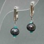 River Pearl Earrings, Graphite Colour, Diameter 9x7.5mm+/-, Variscite Cube 2.5mm+/-, Length 28mm+