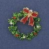 Wreath Brooch Pendant, Enamel with Rhinestones, 36mm+