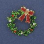 Wreath Brooch Pendant, Enamel with Rhinestones, 36mm+