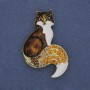 Fox Brooch Pendant, Enamel with Rhinestones, 54x35mm