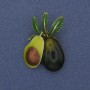 Avocado Brooch Pendant Coloured Enamel Gold-Tone Metal 39x27mm+