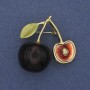 Cherries Brooch, Coloured Enamel, Gold-Tone Metal, 37x37mm+