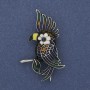 Parrot Brooch Coloured Enamel Silver-Tone Metal 51x31mm+