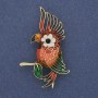 Parrot Brooch Red and Green Enamel Gold-Tone Metal 51x31mm+