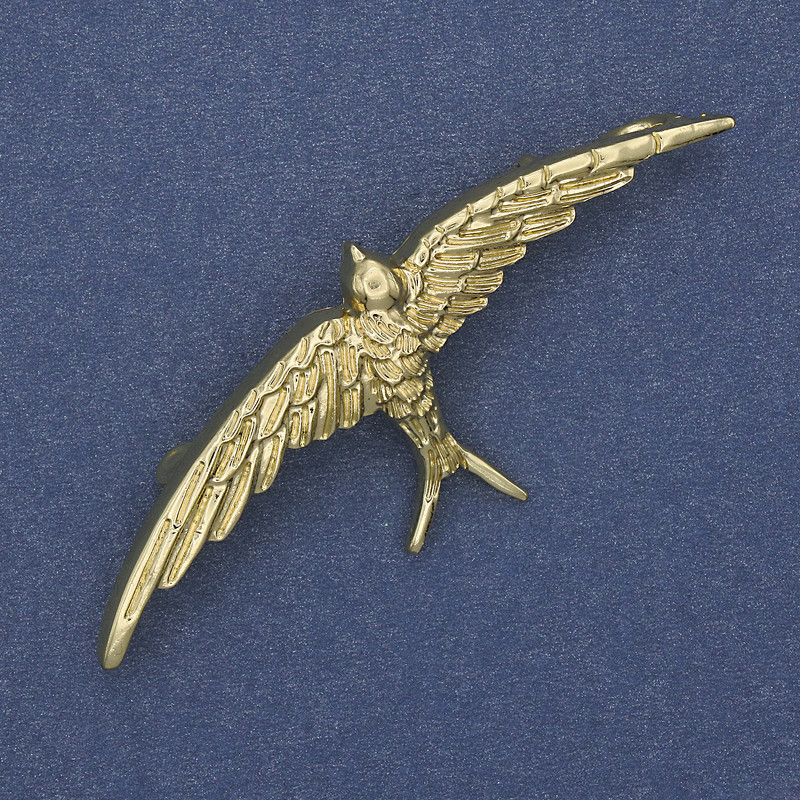 Bird Brooch Gold-Tone Metal 62x25mm+