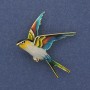 Bird Brooch-Pendant, Coloured Enamel, Gold-Tone Metal, 38x26mm+