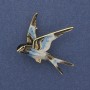 Bird Brooch-Pendant, Coloured Enamel, Gold-Tone Metal, 38x26mm+