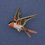 Bird Brooch-Pendant, Coloured Enamel, Gold-Tone Metal, 38x26mm+