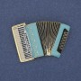 Accordion Brooch, Blue and White Enamel, Gold-Tone Metal, 43x28mm+