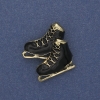 Skates Brooch-Pendant, Black Enamel, Gold-Tone Metal, 23x32mm+