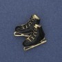 Skates Brooch-Pendant, Black Enamel, Gold-Tone Metal, 23x32mm+
