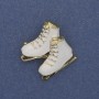 Skates Brooch-Pendant, White Enamel, Gold-Tone Metal, 23x32mm+