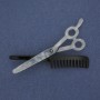 Scissors and Comb Brooch, Acrylic, Silver-Tone Metal, 70x44mm+