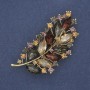 Twig Brooch, Coloured Rhinestones, Gold-Tone Metal, 71x35mm+