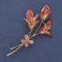 Flower Brooch, Coloured Enamel and Pink Cat's Eye, Gold-Tone Metal, 63x35mm+
