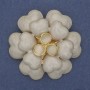Flower Brooch Beige Enamel Cat's Eye Beads Gold-Tone Metal 61mm+