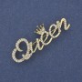 "Queen" Accent Brooch, Rhinestones, Gold-Tone Metal, 48x16mm+