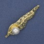Accent Brooch with Pearl, Gold-Tone Metal, 70x18mm+