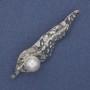 Accent Brooch with Pearl Silver-Tone Metal 70x18mm+