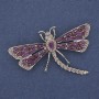 Dragonfly Brooch Purple Enamel Pink Rhinestones Silver-Tone Metal 57x39mm+