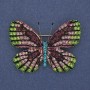 Brooch Pendant Butterfly Coloured Rhinestones Gold-Tone Metal 50x39mm+