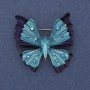 Brooch Pendant Butterfly Purple and Blue Enamel Rainbow Rhinestones Silver-Tone Metal 39x42mm+