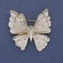 Brooch Pendant Butterfly White Enamel Rainbow Rhinestones Gold-Tone Metal 39x42mm+