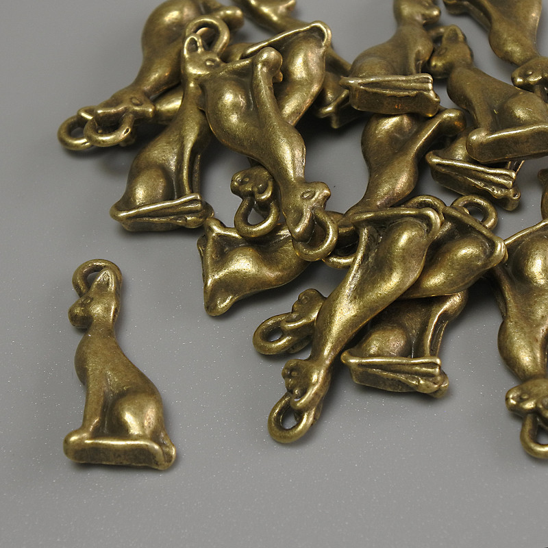 Findings Sphynx Cat Pendant bronze metal colour, size 20x8x3mm+- hole diameter 1.2mm+- pack 20g (~18pcs)