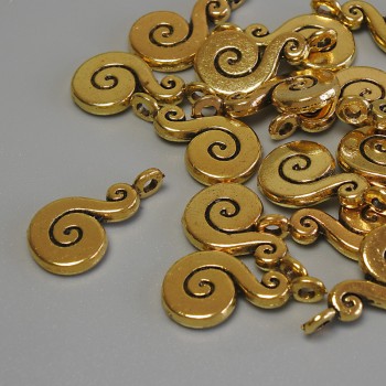 Findings Pendant gold metal colour, size 17x10x2mm+- hole diameter 2mm+- pack 20g (~17pcs)