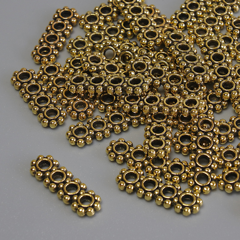 Row Spacer Finding, Gold Metal Colour, 16x5x2mm+/- Diameter, 2mm+/- Hole, 20g Pack (~36 pcs)