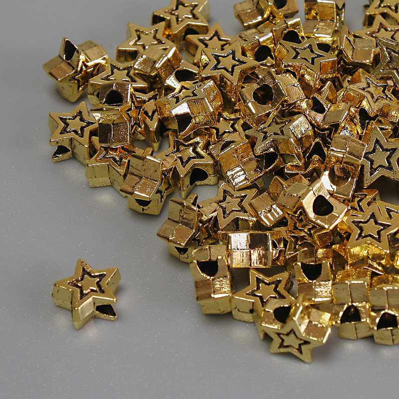 Findings Spacer Bead Star, Metal Colour Gold, Diameter 6x3mm+/- Hole Diameter 2mm+/- Packing 20g (~70pcs)