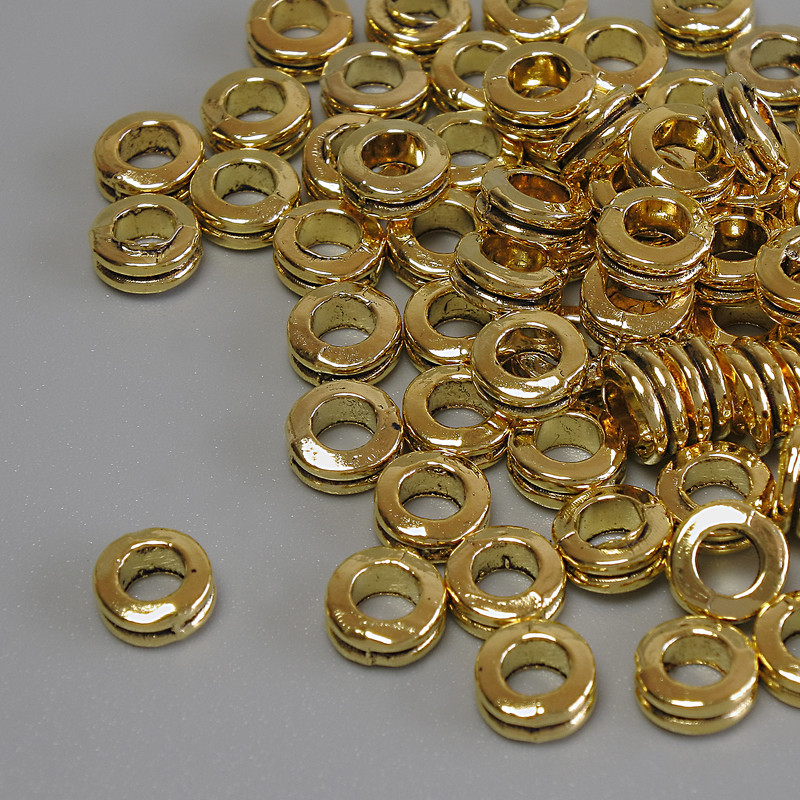 Rondelle Spacer Bead Finding, gold metal colour, diameter 6x2.5mm+/- hole diameter 3.5mm+/- pack 20g (~74pcs)