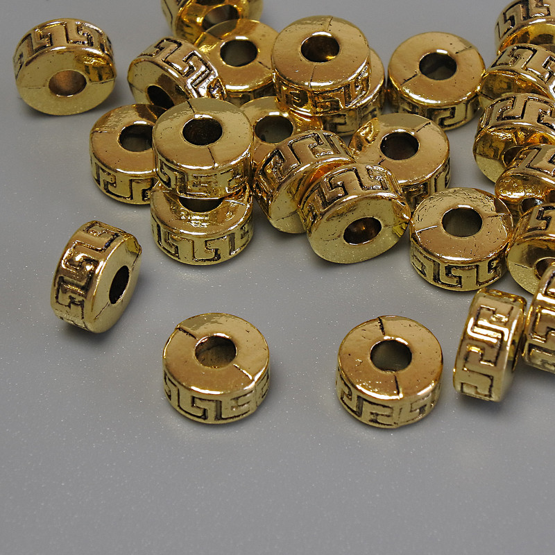 Findings Spacer Bead, Metal Colour Gold, Diameter 7x4mm+/- Hole Diameter 2.9mm+/- Packing 20g (~25pcs)