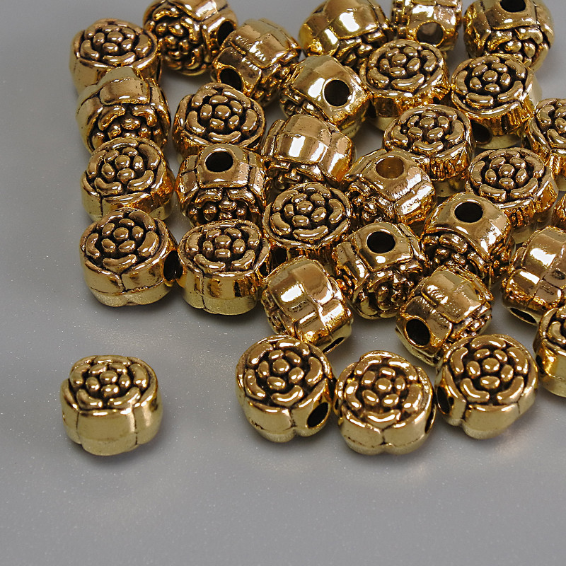 Findings Spacer Bead Flower, Metal Colour Gold, Diameter 6x5mm+/- Hole Diameter 1.9mm+/- Packing 20g (~32pcs)