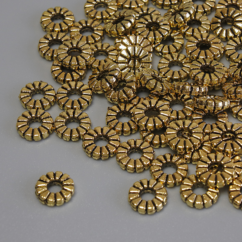 Findings Spacer Bead, Metal Colour Gold, Diameter 7x2mm+/- Hole Diameter 2.5mm+/- Packing 20g (~67pcs)