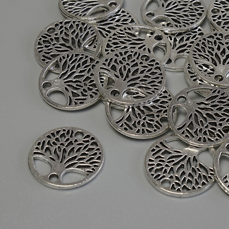 Findings Spacer Bead Tree, Metal Colour Silver, Diameter 16x1mm+/- Hole Diameter 1.9mm+/- Packing 20g (~19pcs)