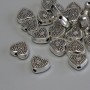 Findings Heart Spacer Bead, Silver Metal Colour, Diameter 8.5x7.5mm +/-, Hole 2mm +/-, Pack 20g (~21pcs)
