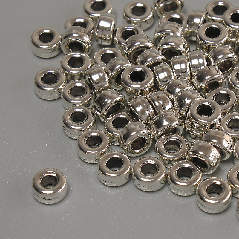 Findings Bead Spacer, Silver Metal Colour, Diameter 5x3mm +/-, Hole 2.5mm +/-, Pack 20g (~74pcs)