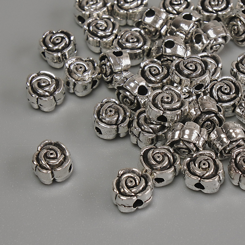 Flower Bead Spacer Finding, Silver Metal Colour, Diameter 6x4mm+/- Hole 1.7mm+/-, Pack 20g (~37 pcs)