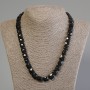 Black Tourmaline Necklace, Faceted Square, 10.5-11x10.5-11mm+/- Diameter, 50cm+/- Length, with Clasp