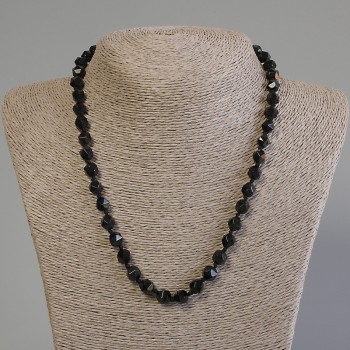 Black Onyx Necklace, Faceted Beads, 8x7mm+/- Diameter, 50cm+/- Length, with Clasp