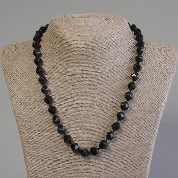 Black Onyx Necklace, Faceted, Diameter 10x9mm+/-, Length 50cm+/- with Clasp