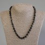 Silver Obsidian Necklace, faceted beads, diameter 8x7mm, length 50cm+- with clasp