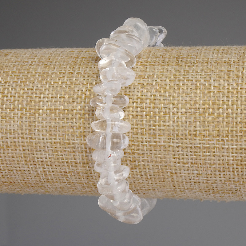 Rock Crystal Bracelet, tumbled beads, diameter 10-14x3-7mm+-, length 18cm+- stretch